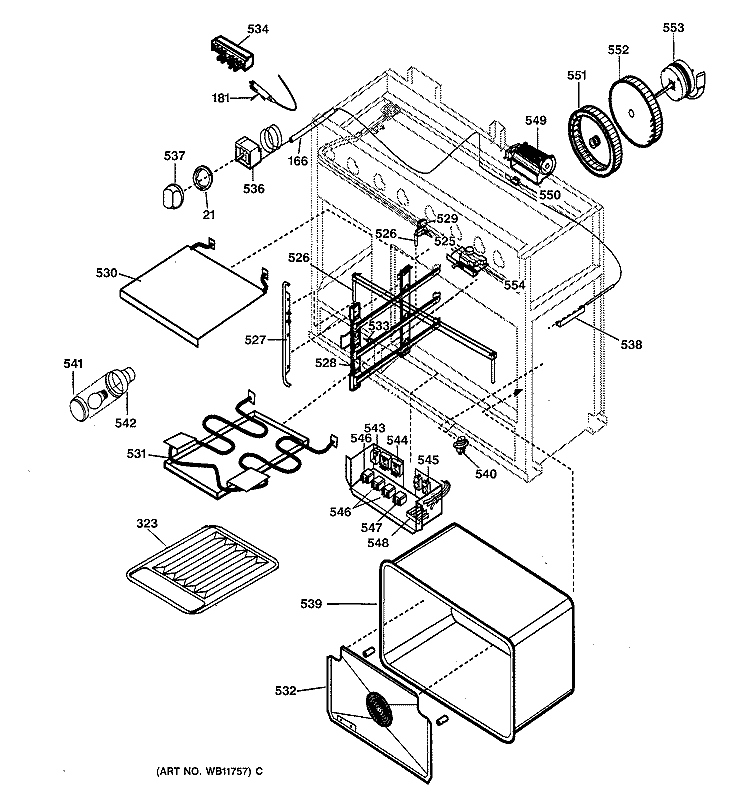 OVEN ASSEMBLY Diagram and Parts List for ZDP36L6DSS  General Electric Range