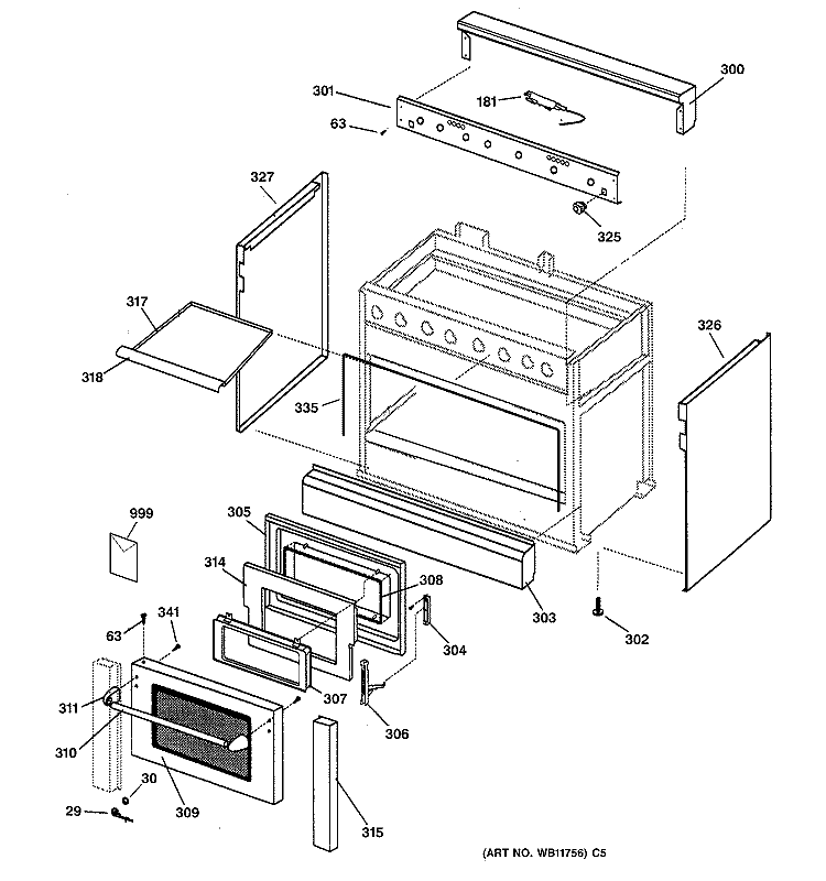 OUTER BODY Diagram and Parts List for ZDP36L6DSS  General Electric Range