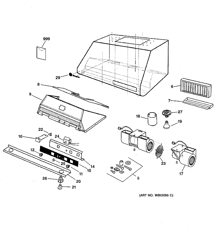 RANGE HOOD Diagram and Parts List for ZV371Y2SS  General Electric Range Hood