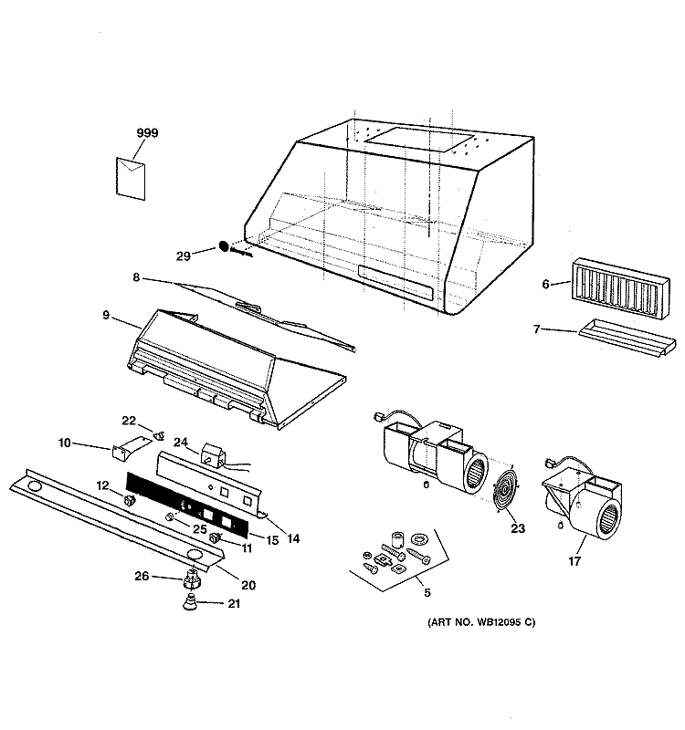 RANGE HOOD Diagram and Parts List for ZV670W2SS  General Electric Range Hood