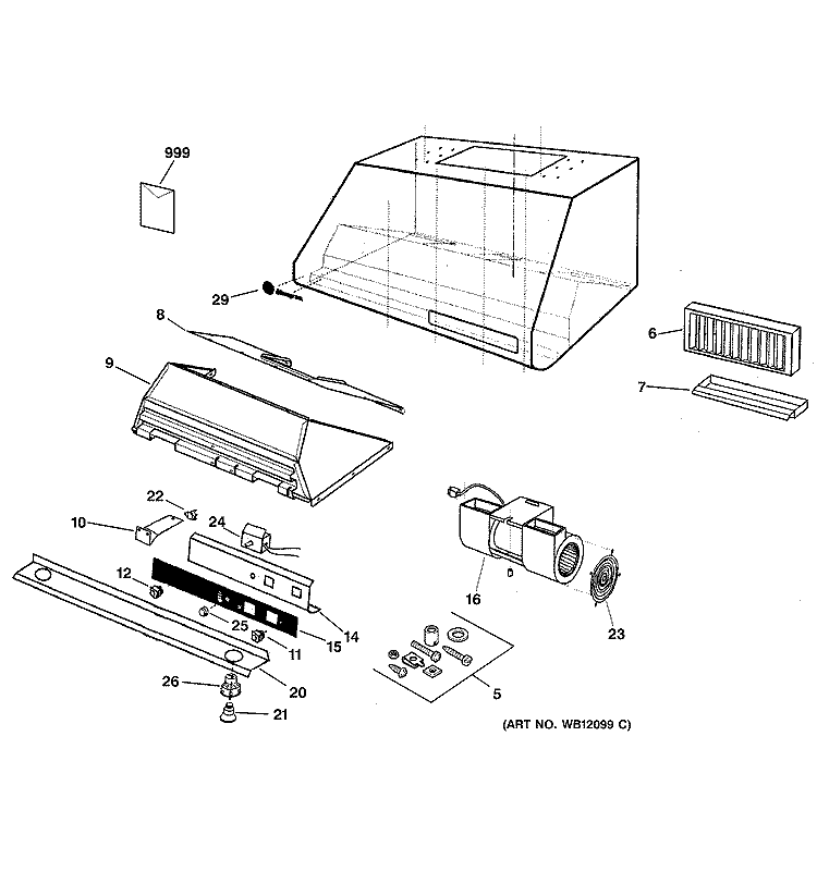 RANGE HOOD Diagram and Parts List for ZV880W2SS  General Electric Range Hood