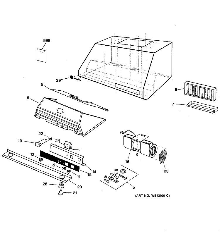 RANGE HOOD Diagram and Parts List for ZV890Y2SS  General Electric Range Hood