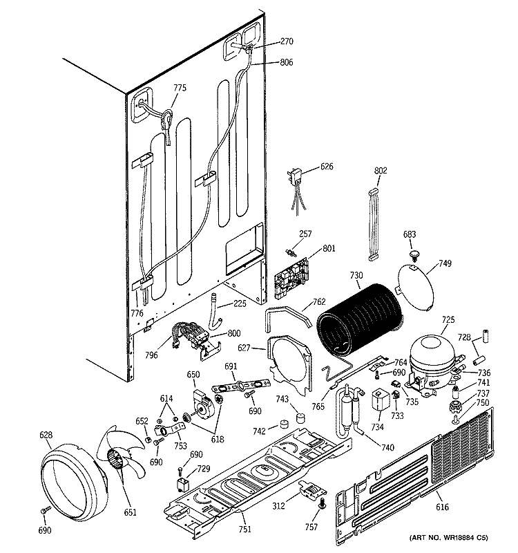 UNIT PARTS Diagram and Parts List for PSI23MGMBCC  General Electric Refrigerator