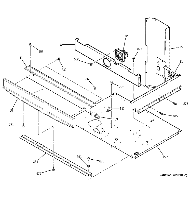 CENTER SPACER Diagram and Parts List for JTP45BA5BB  General Electric Wall Oven
