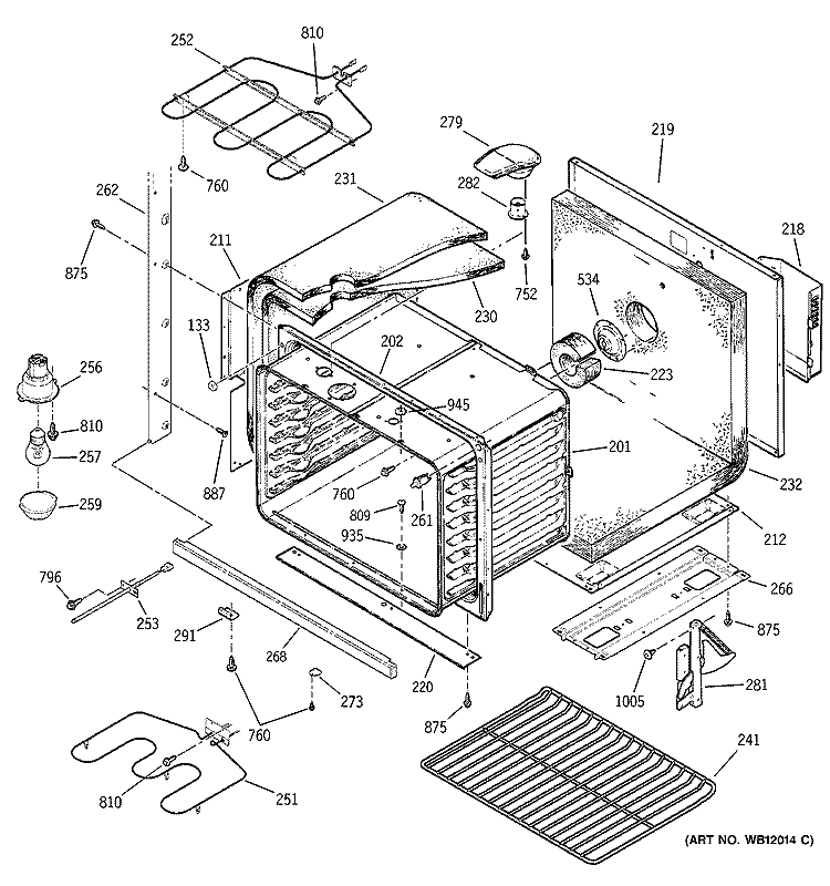 LOWER BODY PARTS Diagram and Parts List for JTP47SC3SS  General Electric Wall Oven