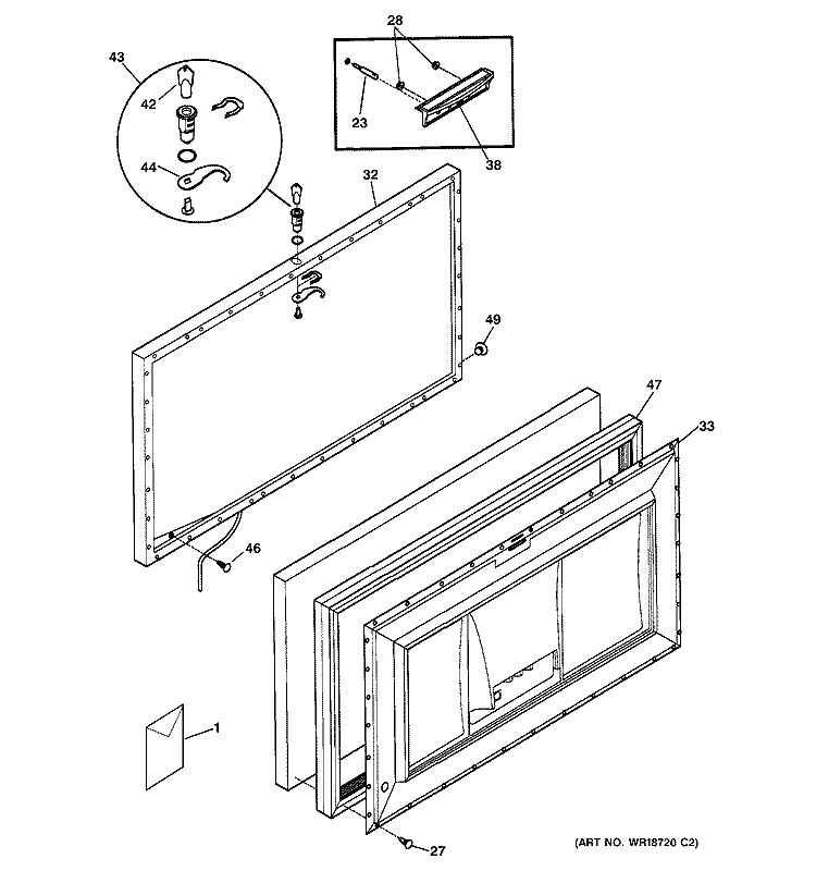 DOOR Diagram and Parts List for FCM7HDMAWH  General Electric Freezer