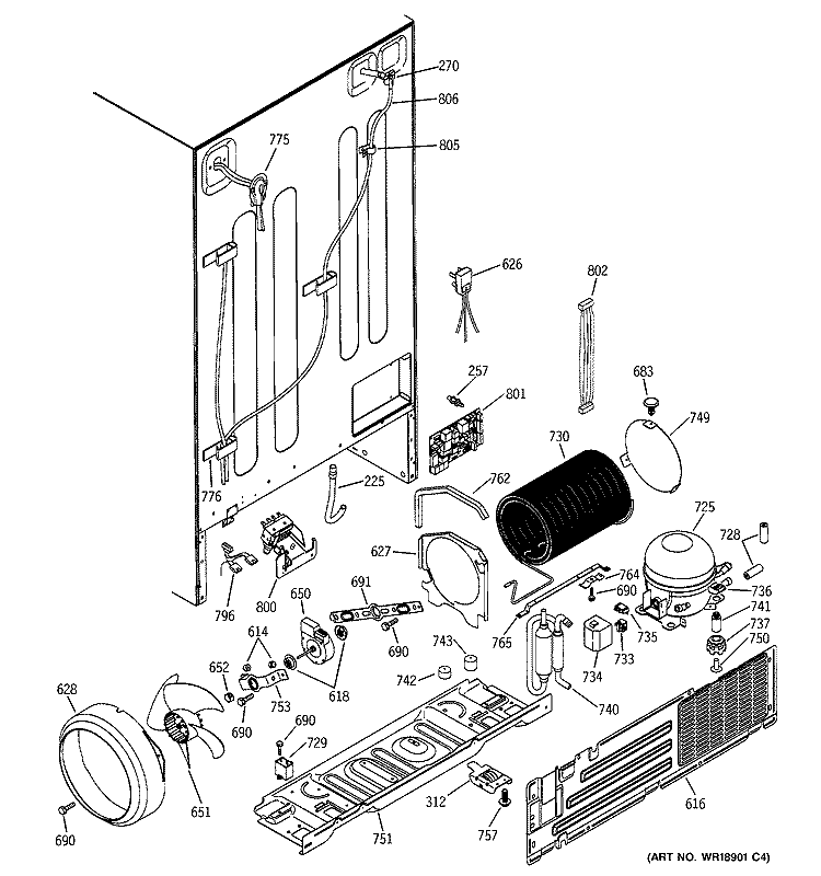 UNIT PARTS Diagram and Parts List for PSI21MGMBCC  General Electric Refrigerator