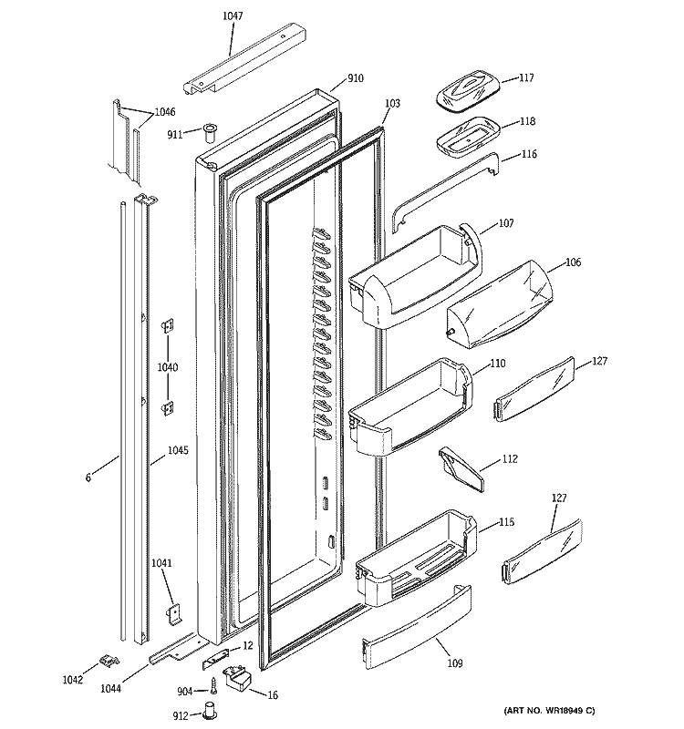 FRESH FOOD DOOR Diagram and Parts List for PSI21MGMACC  General Electric Refrigerator