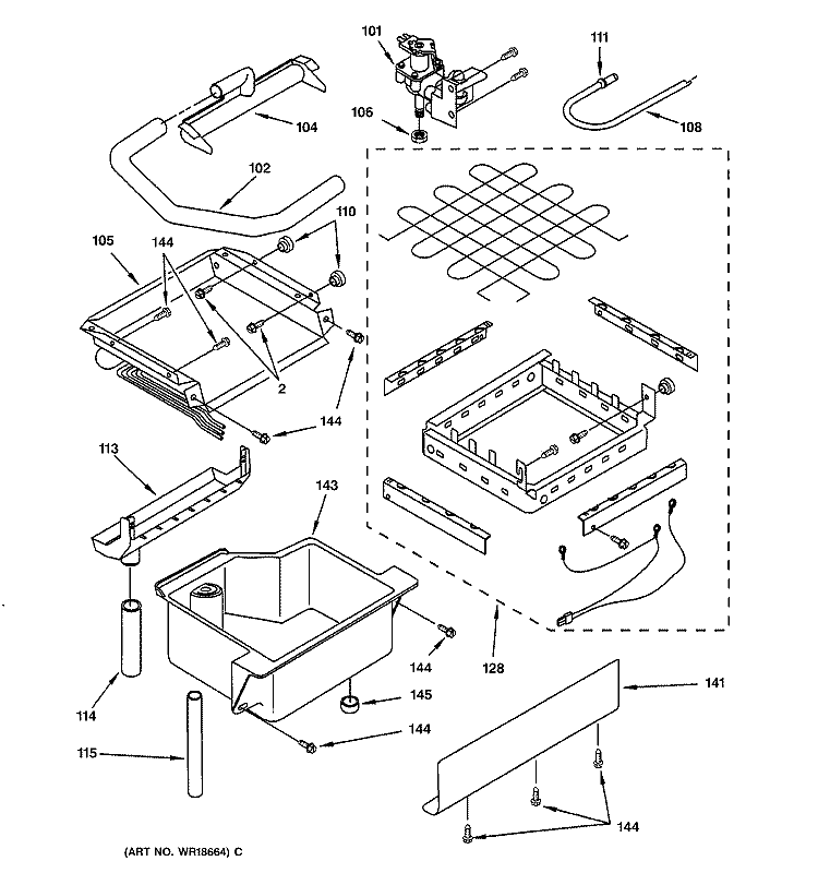 EVAPORATOR, ICE CUTTER GRID & WATER PARTS Diagram and Parts List for ZDI15CBWW  General Electric Ice Maker