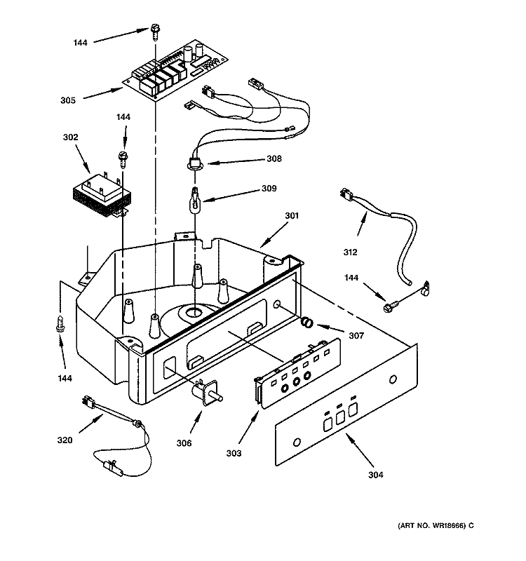CONTROL PANEL PARTS Diagram and Parts List for ZDI15CBWW  General Electric Ice Maker
