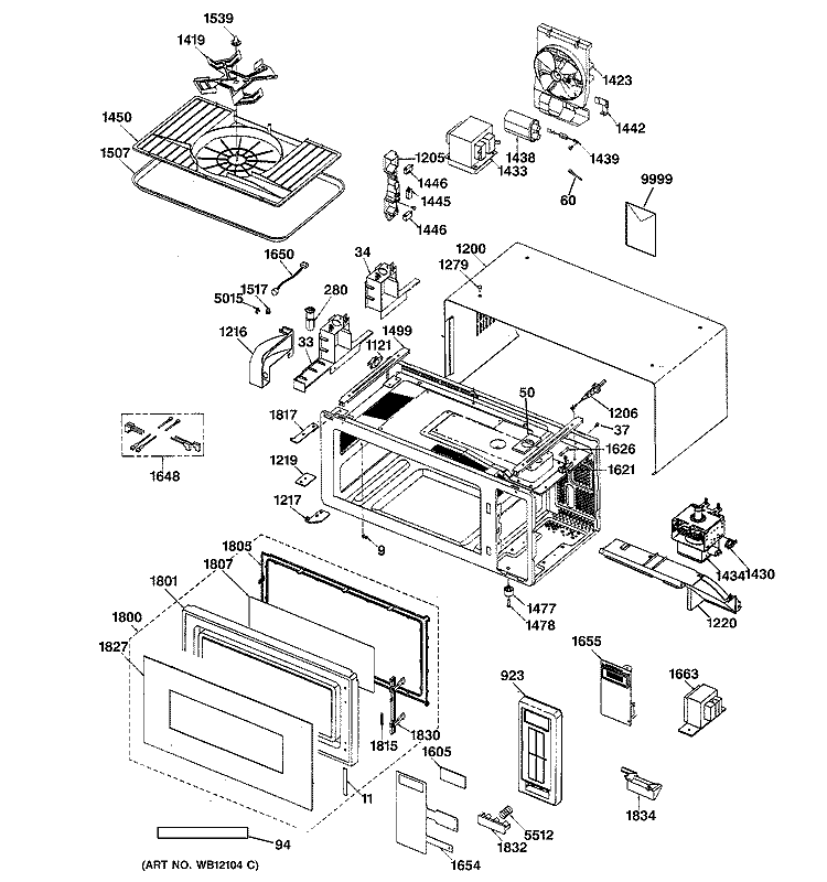 MICROWAVE Diagram and Parts List for JEM31CA001  General Electric Microwave