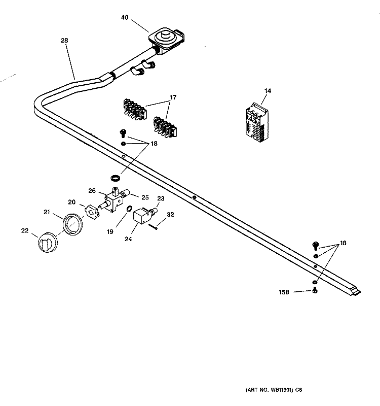 MANIFOLD & CONTROLS Diagram and Parts List for ZGU36N6DSS  General Electric Cooktop