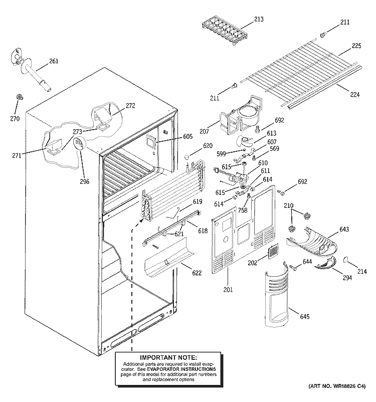 FREEZER SECTION Diagram and Parts List for HTS18BBMARWW  Hotpoint Refrigerator