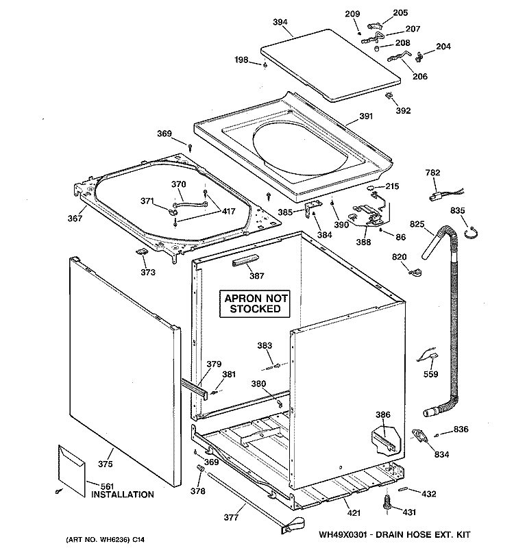 CABINET, COVER & FRONT PANEL Diagram and Parts List for VVSR1070B0WW  Hotpoint Washer