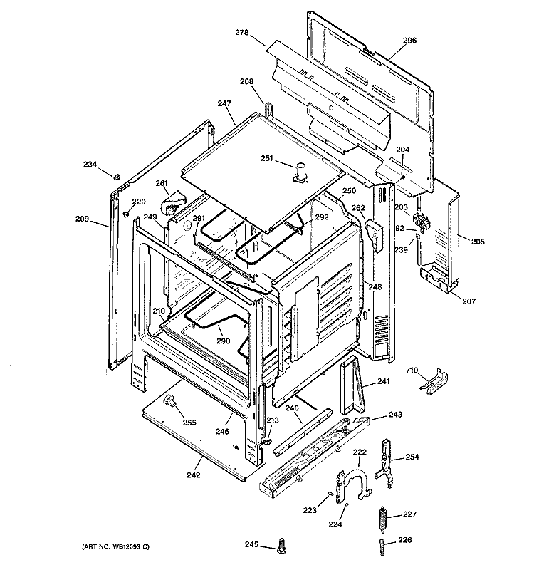 BODY PARTS Diagram and Parts List for RB526C2AA  Hotpoint Range
