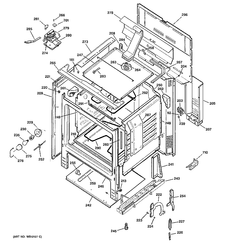 BODY PARTS Diagram and Parts List for JBP62BD2WH  General Electric Range