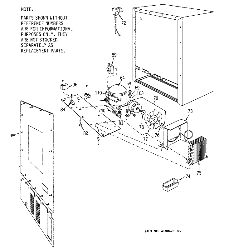 UNIT PARTS Diagram and Parts List for ZDW24AABB  General Electric Wine and Beverage Cooler