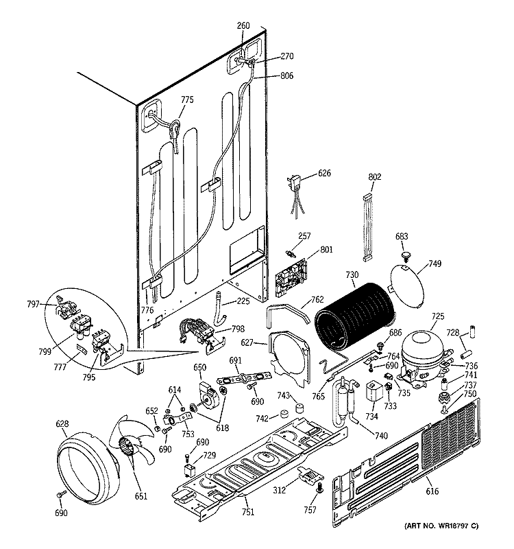 UNIT PARTS Diagram and Parts List for GSS25PGMABB  General Electric Refrigerator