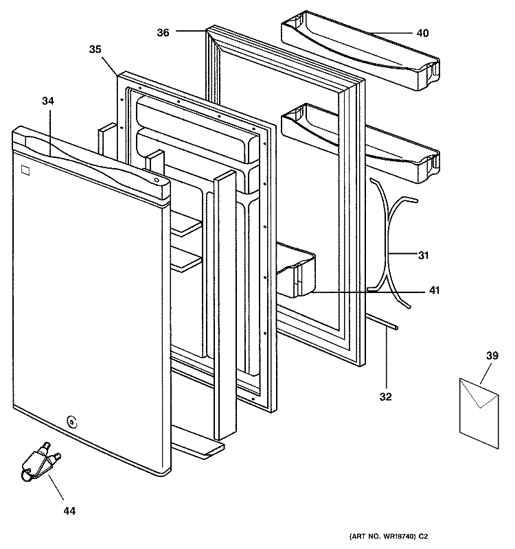 DOOR PARTS Diagram and Parts List for SMR04DAMWW  General Electric Refrigerator