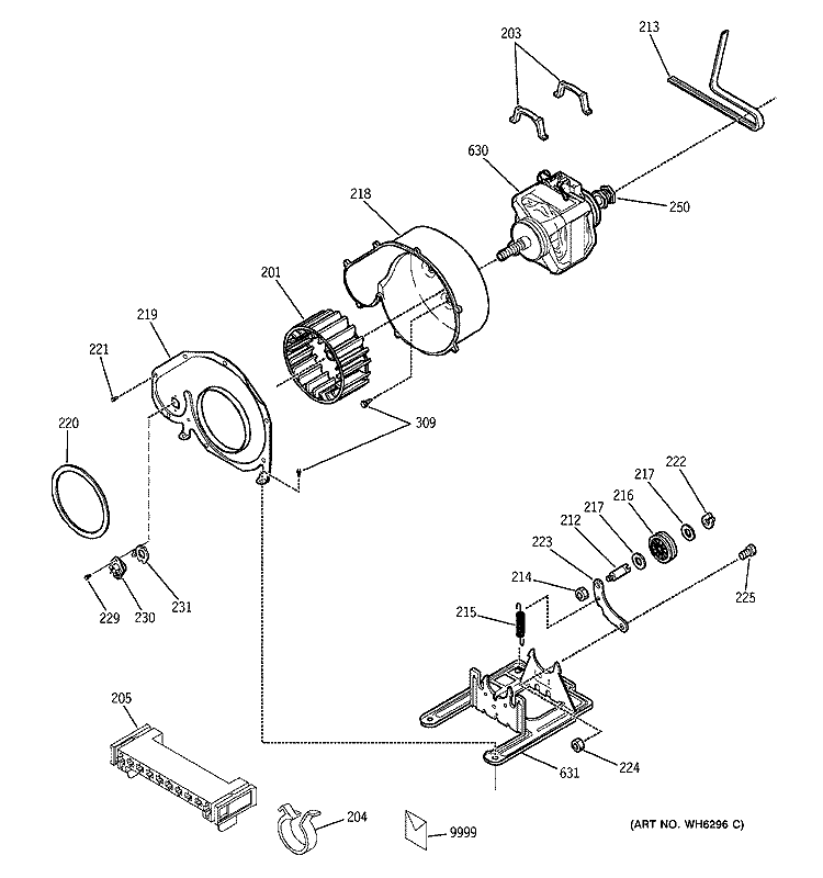 MOTOR & FAN ASSEMBLY Diagram and Parts List for DDSS475EA0WW  General Electric Dryer