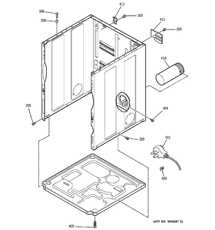 CABINET & BASE Diagram and Parts List for DDSS475GA0WW  General Electric Dryer