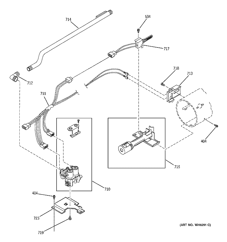 GAS VALVE, IGNITER & GAS CONVERSION KIT Diagram and Parts List for DDSS475GA0WW  General Electric Dryer