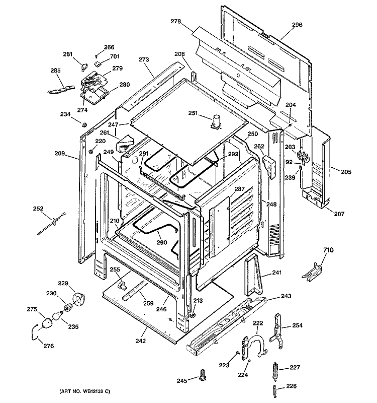 BODY PARTS Diagram and Parts List for RB757BC2AD  Hotpoint Range