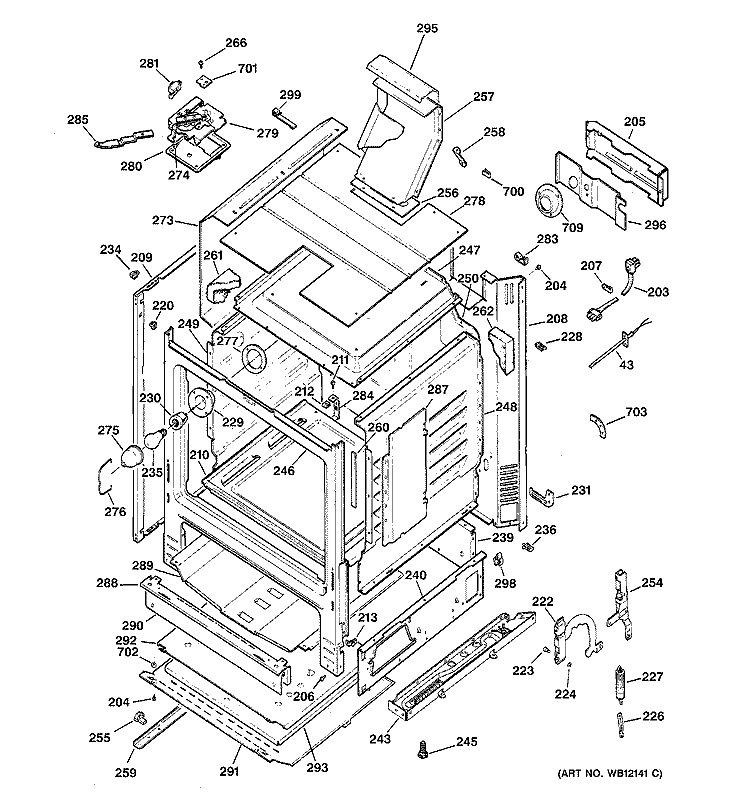 BODY PARTS Diagram and Parts List for RGB745BEA1CT  Hotpoint Range