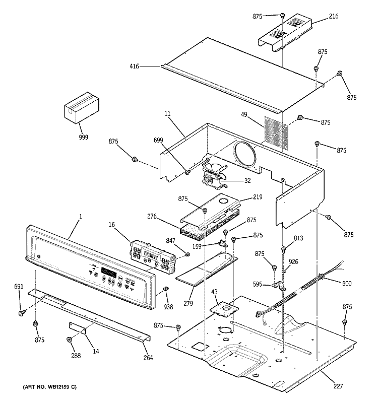 CONTROL PANEL Diagram and Parts List for JKS05BD1BB  General Electric Wall Oven