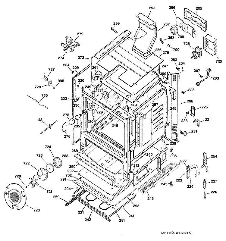 BODY PARTS Diagram and Parts List for JGB910CEC3CC  General Electric Range