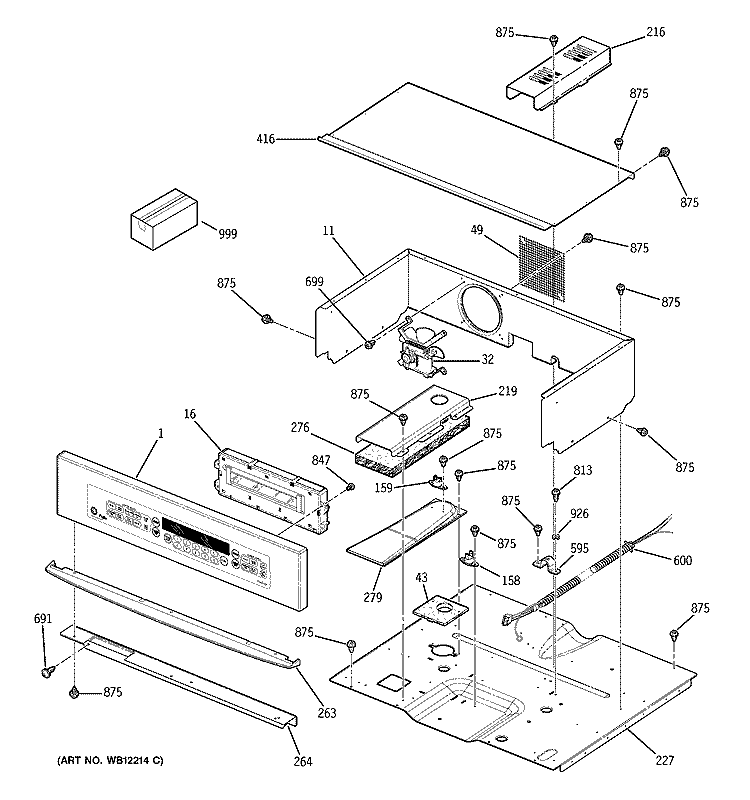CONTROL PANEL Diagram and Parts List for JKP56SD1SS  General Electric Range