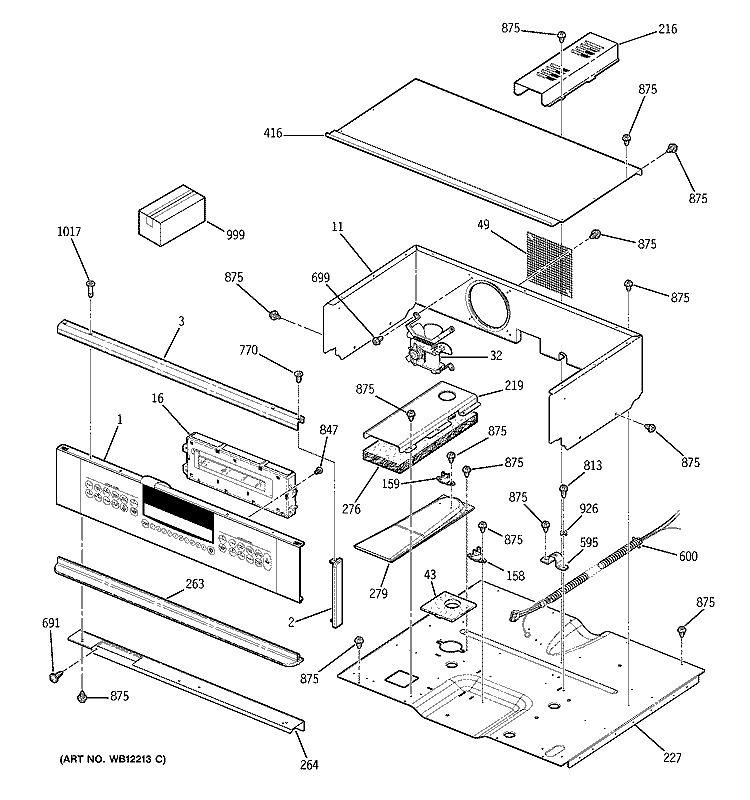 CONTROL PANEL Diagram and Parts List for ZEK957BD1BB  General Electric Wall Oven