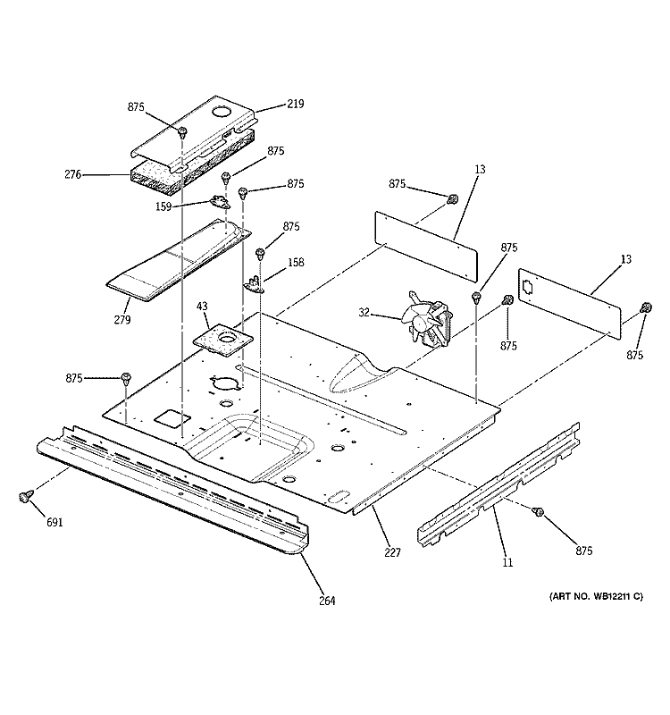 CENTER SPACER Diagram and Parts List for ZEK957BD1BB  General Electric Wall Oven