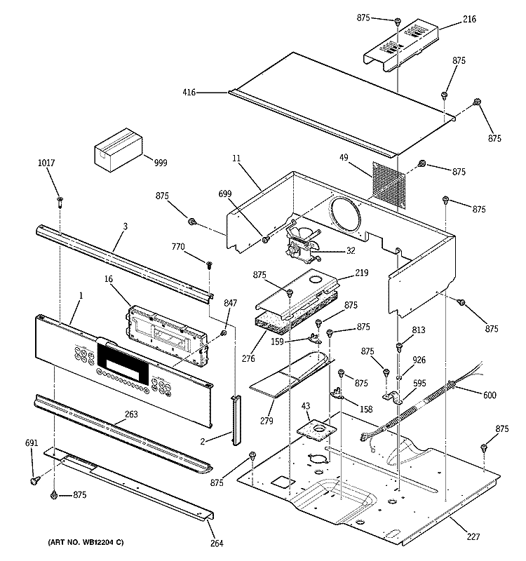 CONTROL PANEL Diagram and Parts List for ZEK937BD1BB  General Electric Wall Oven