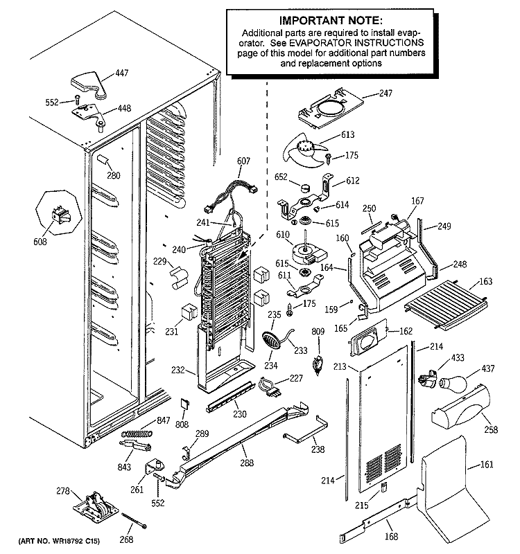 FREEZER SECTION Diagram and Parts List for PSS25NGMCCC  General Electric Refrigerator