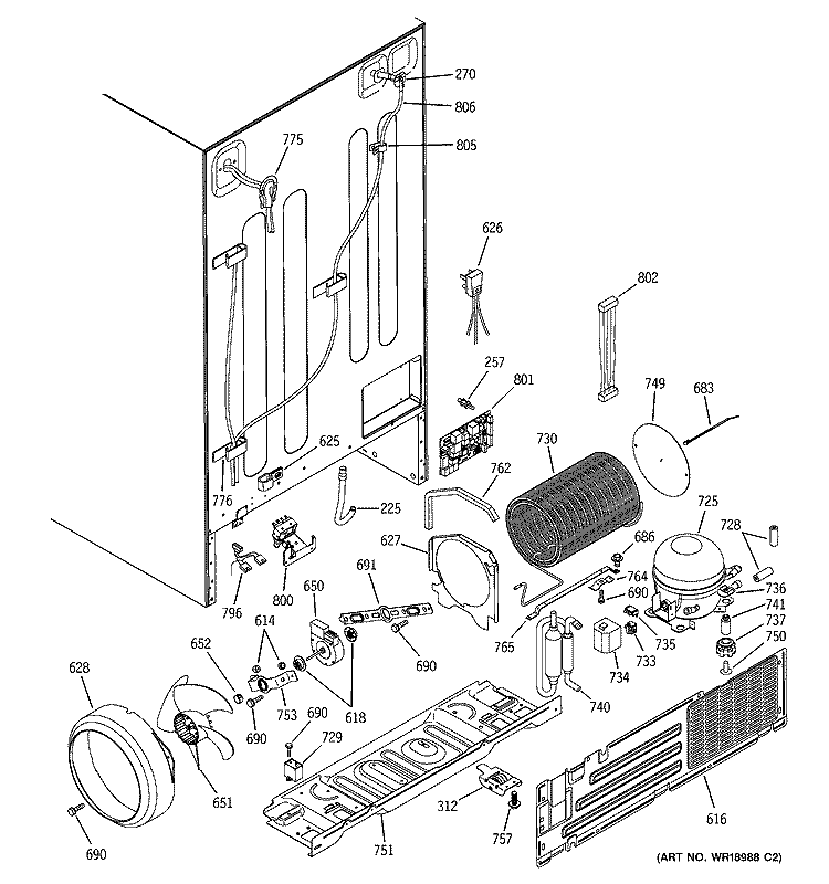SEALED SYSTEM & MOTHER BOARD Diagram and Parts List for PSC23NHMDCC  General Electric Refrigerator