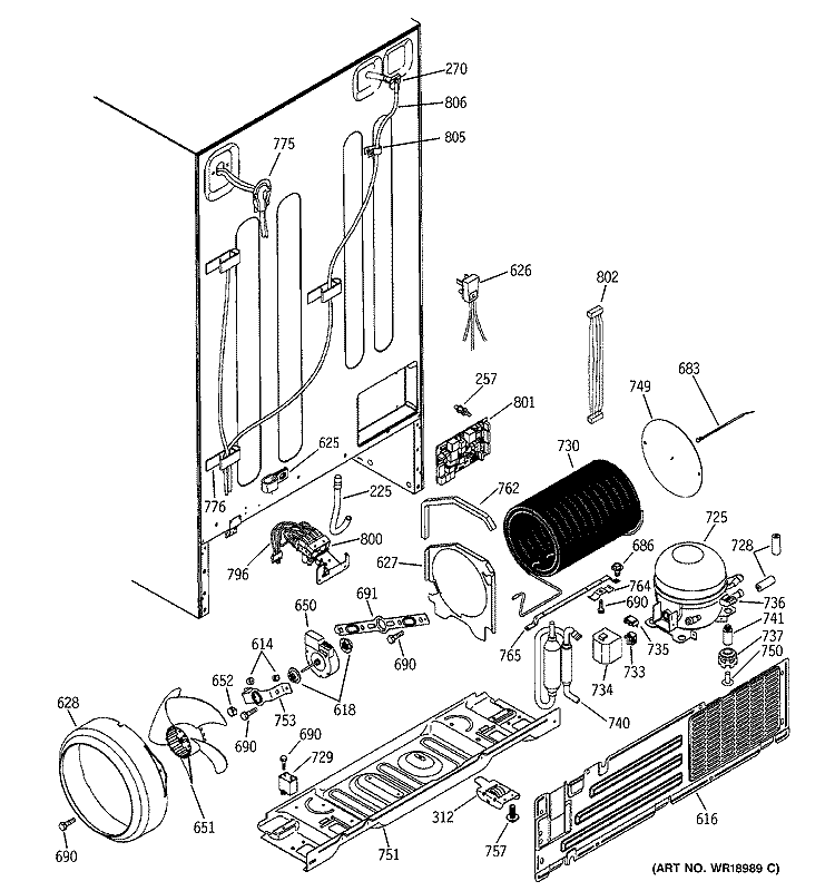SEALED SYSTEM & MOTHER BOARD Diagram and Parts List for PSI23NGMDCC  General Electric Refrigerator