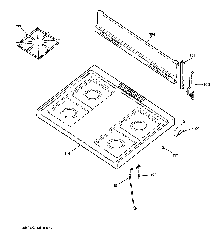 COOKTOP Diagram and Parts List for RGB508PEA3AD  Hotpoint Range