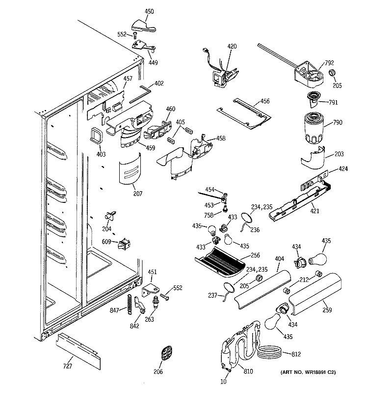 FRESH FOOD SECTION Diagram and Parts List for GSS25LSMBBS  General Electric Refrigerator