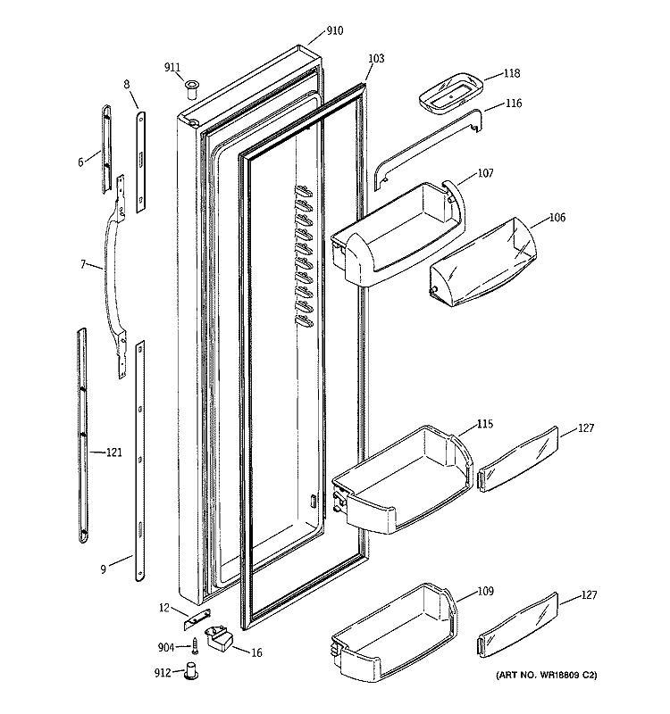 FRESH FOOD DOOR Diagram and Parts List for GSS25LSMABS  General Electric Refrigerator