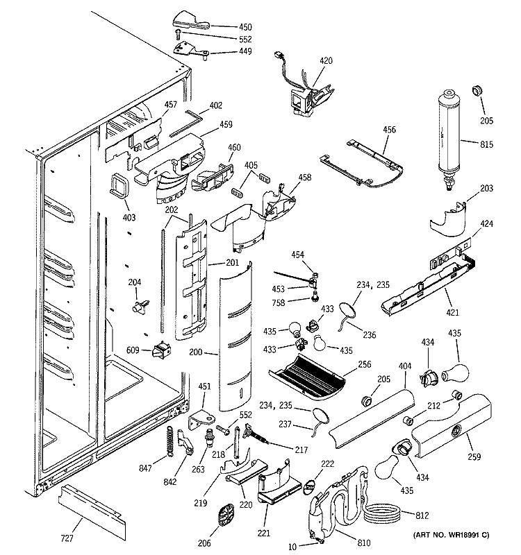 FRESH FOOD SECTION Diagram and Parts List for PIG21MIMAFBB  General Electric Refrigerator