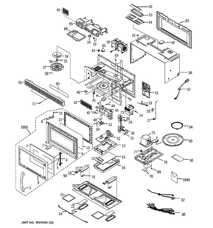 MICROWAVE Diagram and Parts List for JVM1630WB004  General Electric Microwave
