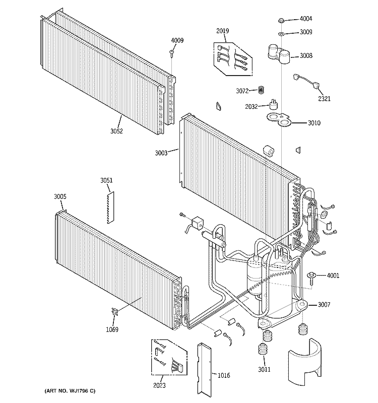 UNIT PARTS Diagram and Parts List for AZ25E07E4PM1  General Electric Air Conditioner
