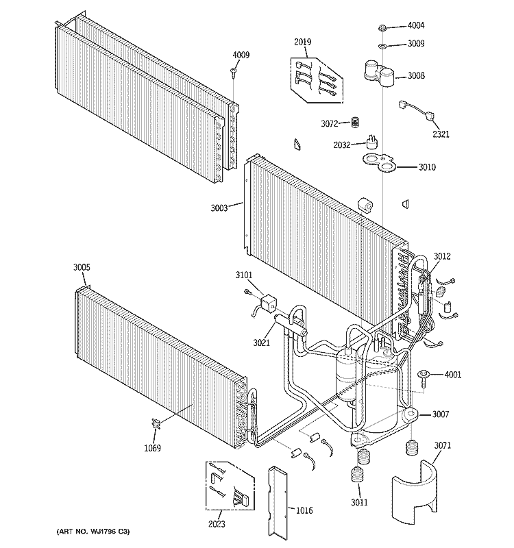 UNIT PARTS Diagram and Parts List for AZ35H12E3CM1  General Electric Air Conditioner