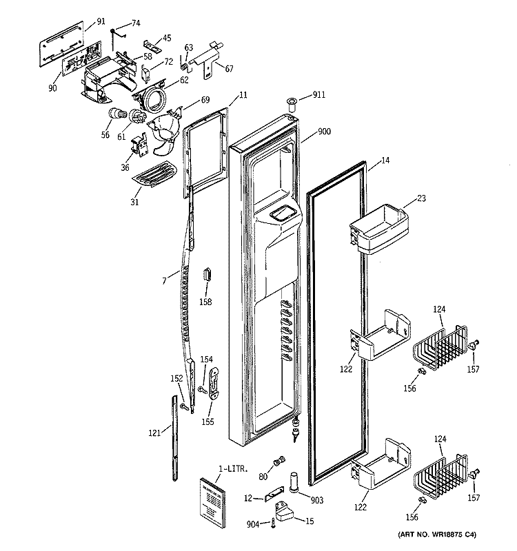 FREEZER DOOR Diagram and Parts List for RSK29NHMACCC  General Electric Refrigerator