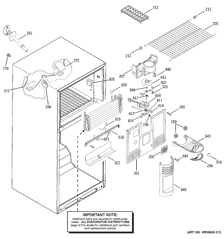 FREEZER SECTION Diagram and Parts List for HTS18GBMBRWW  Hotpoint Refrigerator