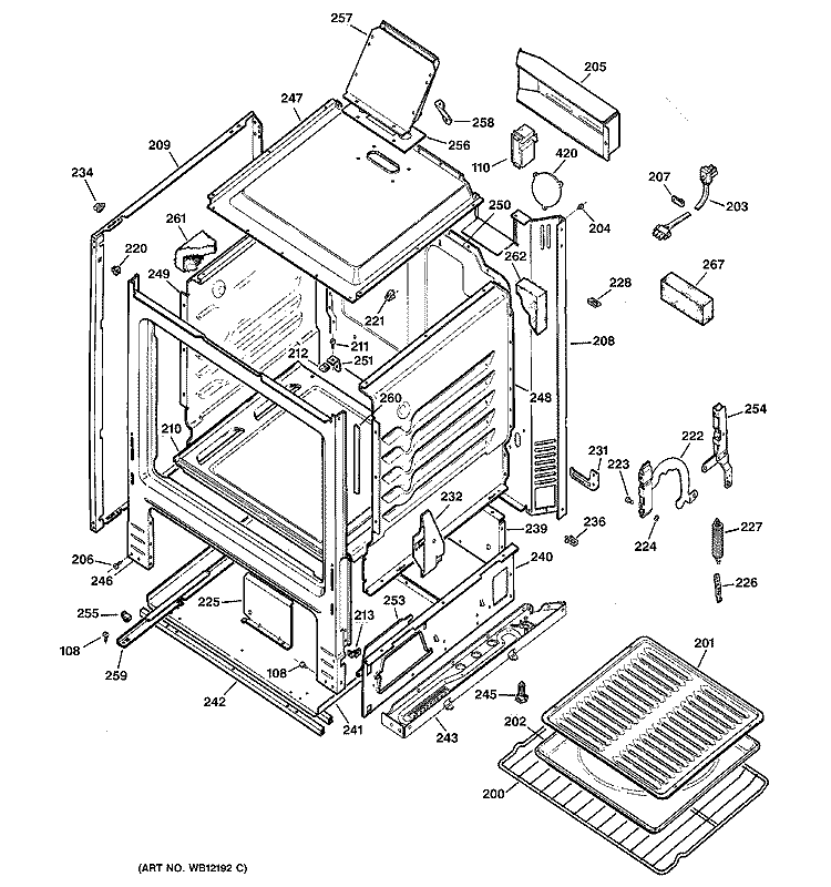 BODY PARTS Diagram and Parts List for RGB524PEA5AD  Hotpoint Range