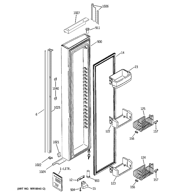 FREEZER DOOR Diagram and Parts List for HCK23LCMAFCC  Hotpoint Refrigerator