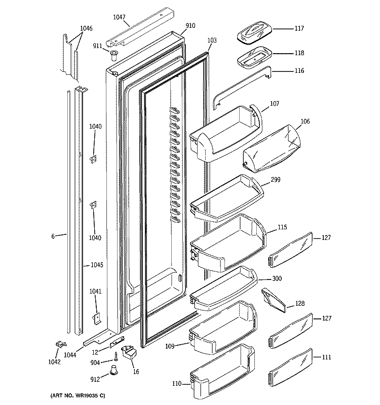 FRESH FOOD DOOR Diagram and Parts List for HCK23LCMAFCC  Hotpoint Refrigerator