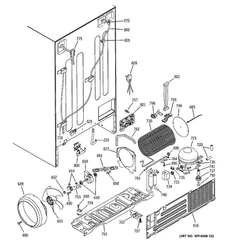 SEALED SYSTEM & MOTHER BOARD Diagram and Parts List for HSK29MGMACCC  Hotpoint Refrigerator